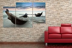 Kayık ve Kum Forex Tablo 3 Parça 100x60cm