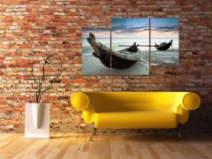 Kayık ve Kum Forex Tablo 3 Parça 100x60cm